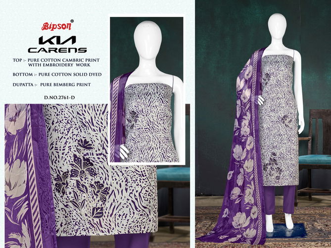 Kia Carens 2761 By Bipson Gold Printed Cambric Cotton Dress Material Wholesale Online
